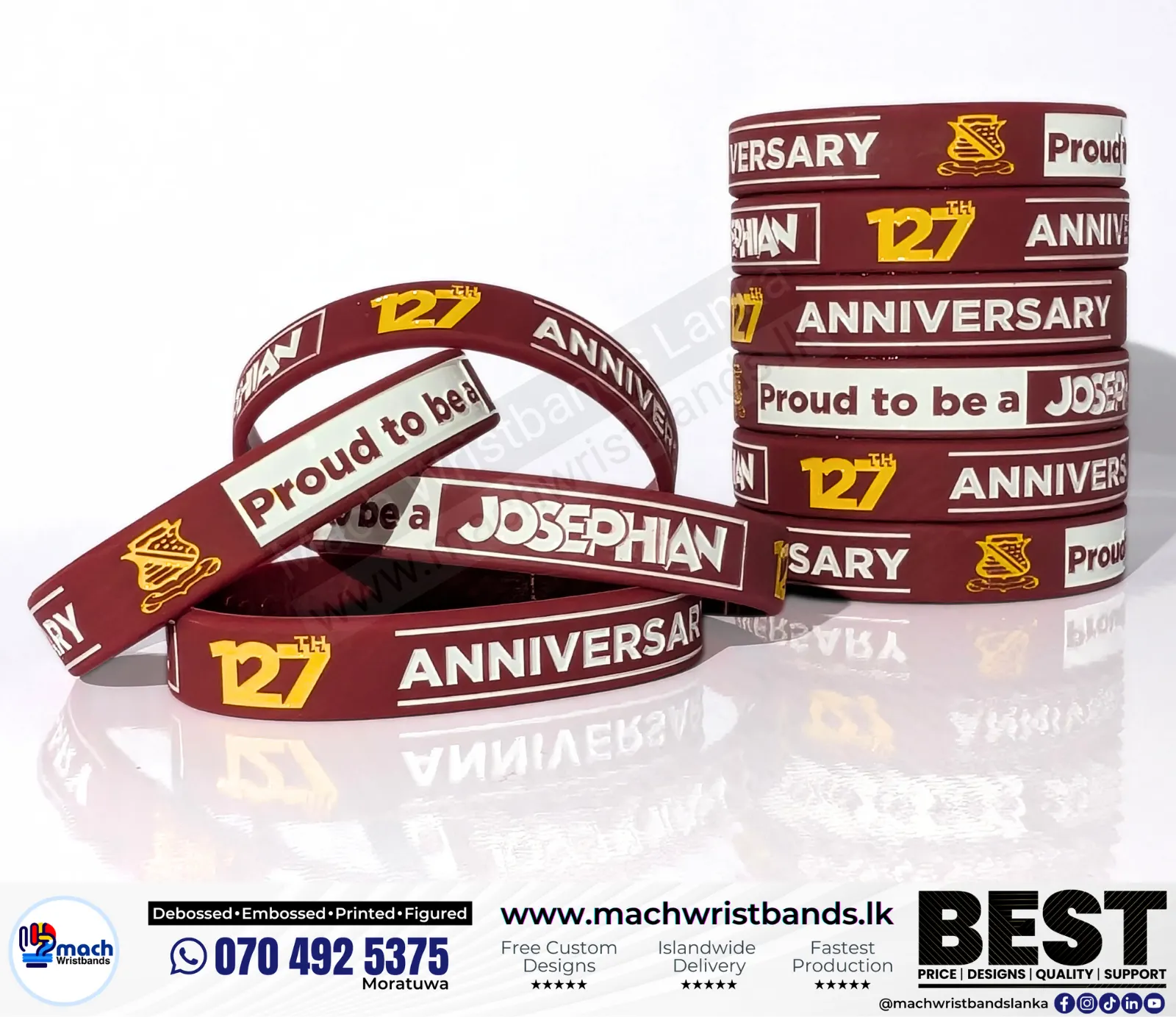 School deboss wristband print